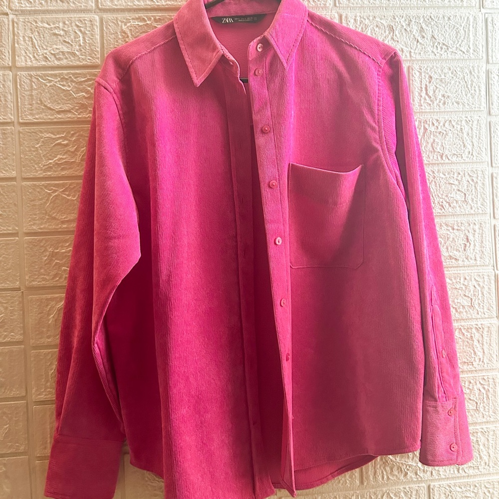 ZARA pink button up velvet